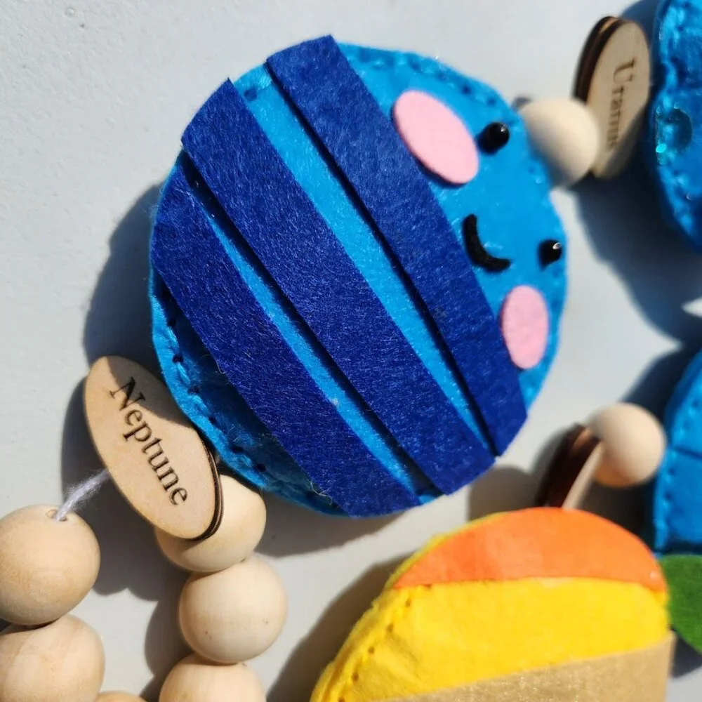 Handmade Planets Felt Garland Hangs Vertically Solar System Planet Space Nursery
